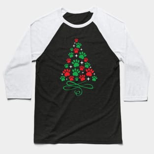 Paw Christmas Tree Baseball T-Shirt
